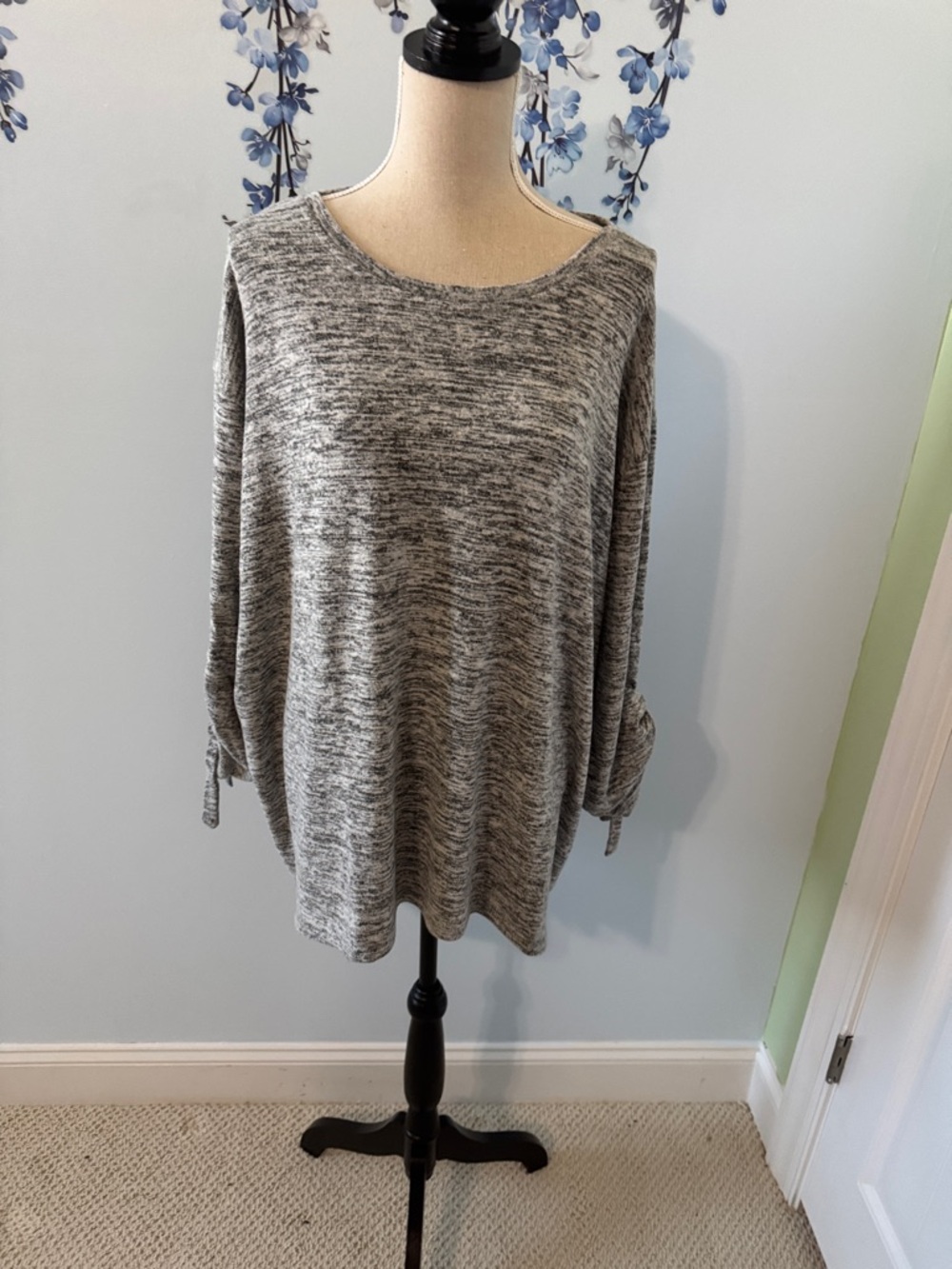Grey Marled Scoop Neck Women’s Sweater